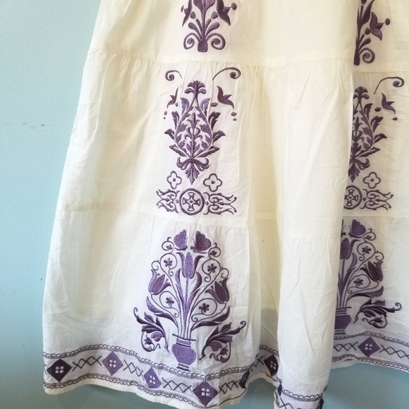 David Bitton White and Purple Embroidered Sun Dress - Picture 3 of 6